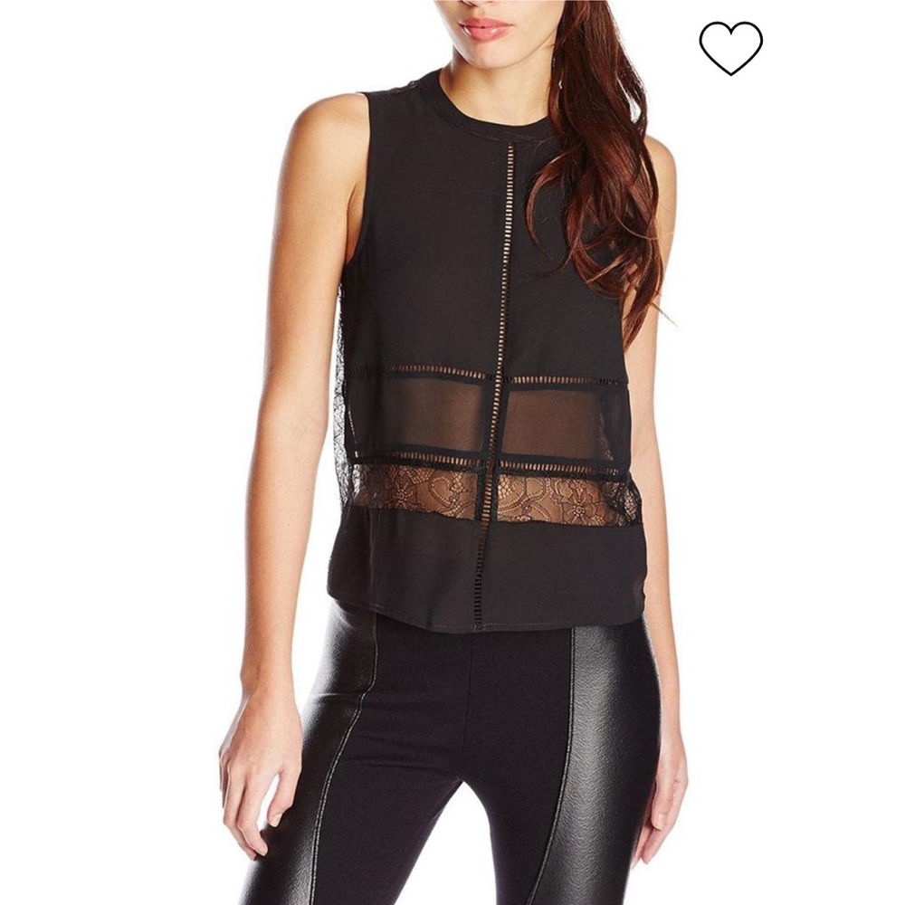 BCBGeneration Eyelet Trim Lace Tank Mock Neck